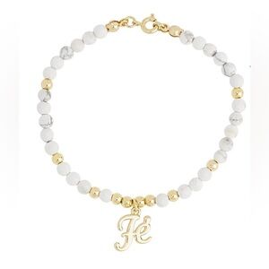 Macy's 14K Gold Plated Fe Faith Bead Bracelet
